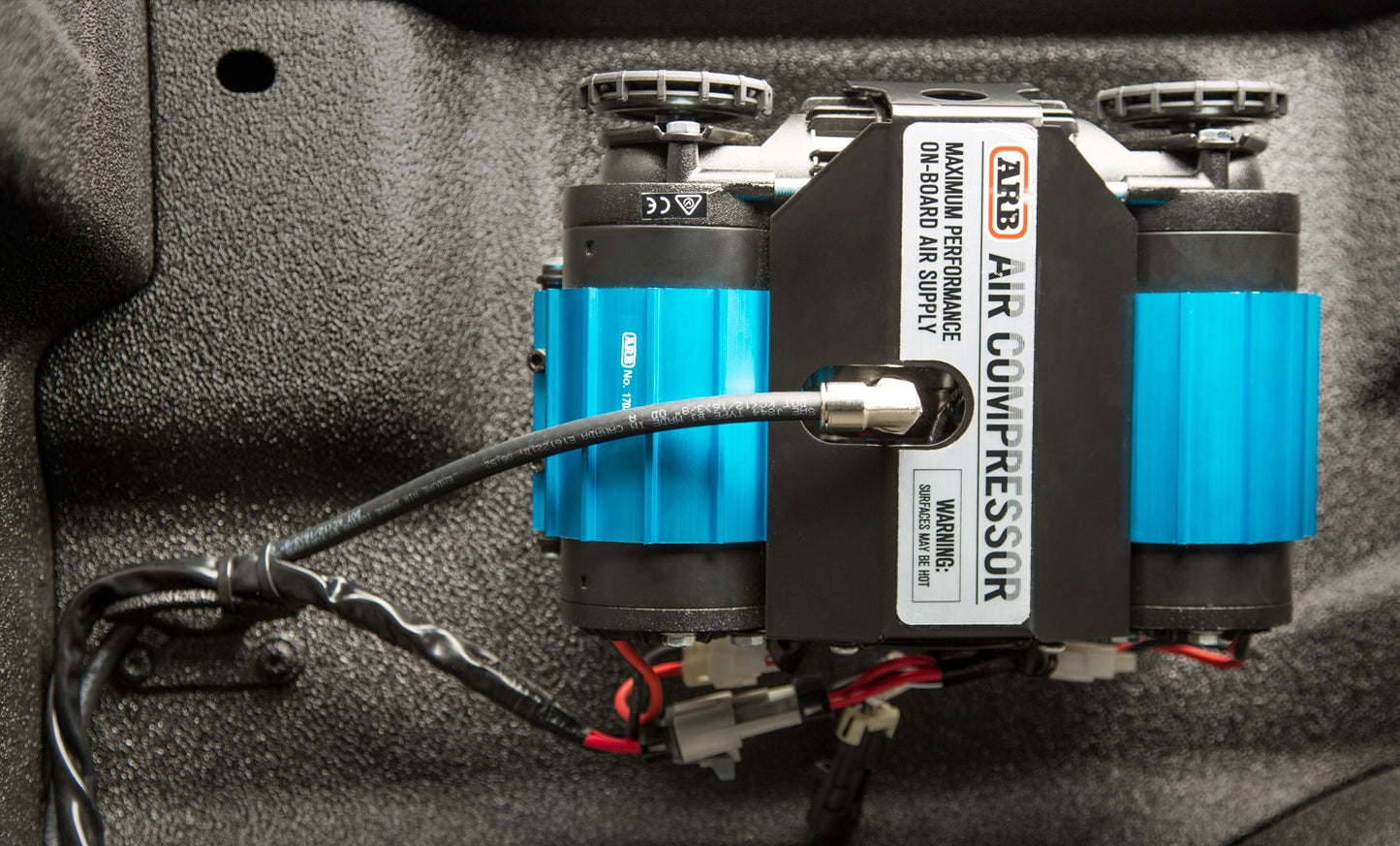 Compressor Mount & Connection Kit - F Series Bed With Locking Tie Downs for ARB & EGOI II Dual Air Compressor - Gray