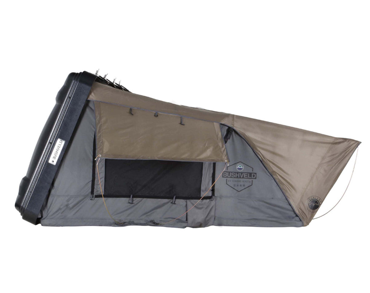 Bushveld 2 - Cantilever Hard Shell Roof Top Tent, 2 Person, Grey Body & Green Rainfly