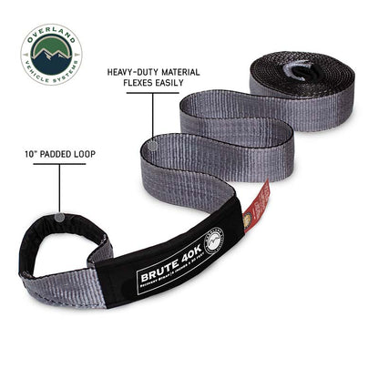 Tow Strap 4" x 30' Gray With Black Ends & Storage Bag