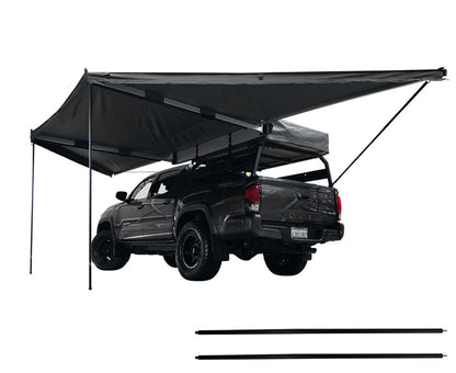 Nomadic 180 - Awning W/Extended Poles High Roof, Universal, Grey Body, Green Trim W/Black Travel Cover